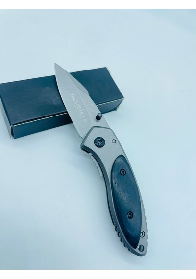 Sibirya Marka Siyah Ahşap Kasa Metal Kamp Bıçak //15cm-s15 Gri - Siyah