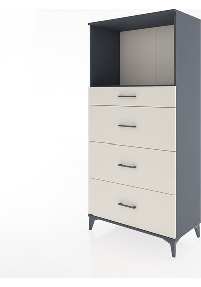 Hyperion Dolap Tek Raflı 4 Çekmeceli 88x44x182 Antrasit-aytaşı Antrasit Hyperion Dolap Tek Raflı 4 Çekmeceli 88x44x182 Antrasit-aytaşı Antrasit