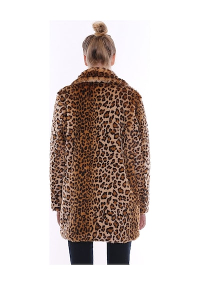 RedpointJackets - Suni Kürk Leopar Desenli Kadın Kaban