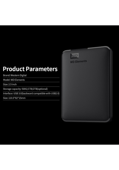 Wd Elements 2.5 İnç Mobil Hdd 500g Usb 3.0 Yüksek Hızlı Mobil Sabit Disk Taşınabilir Darbeye Dayanıklı Harici Sabit Disk Wdbuzg5000abk