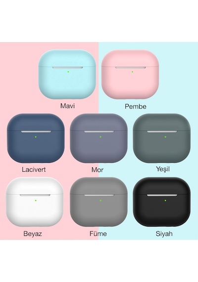 Ally Apple Uyumlu AirPods 3 için Ultra İnce Koruma Silikon Kulaklık Kılıfı Mavi