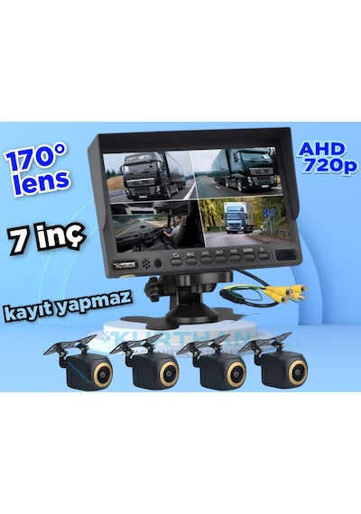 7 İnç Kayıtsız Ekran Ve 4 Adet Ahd 720p Balık Gözü 170'' Kamera