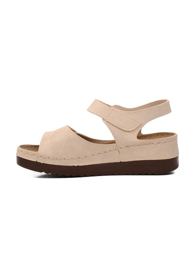 Bej Kadın Düz Sandalet 07-109rr Z Bej