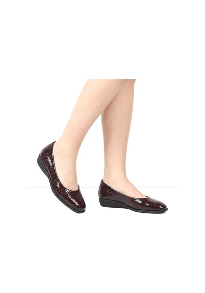 Kadın Bordo Kroko Rugan Deri Babet