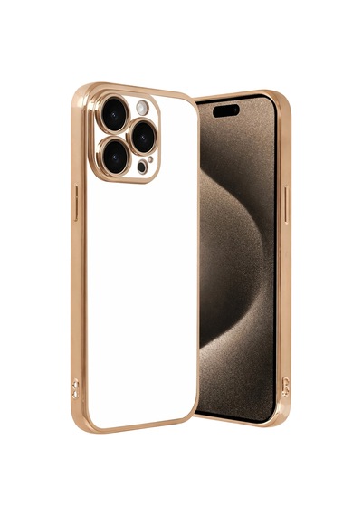 Newface - 884 - Apple iPhone Uyumlu 15 Pro Max Razer Lensli Silikon - Csmo-tex - - Gold