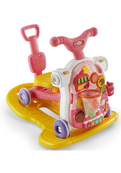Baby2go 5 İn 1 Multifunction Walker Pembe - Eğitici Bebek Aktivite Masası Ve İlk Adım Yürüteç