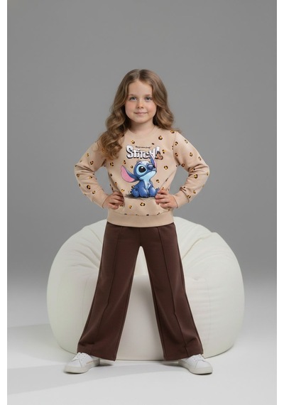 Serenad Kids Stıtch Kız Bol Paça Penye İkili Eşofman Takımı 3-10 Yaş -je261049325 - Kahverengi Serenad Kids Stıtch Kız Bol Paça Penye İkili Eşofman Takımı 3-10 Yaş -je261049325 - Kahverengi