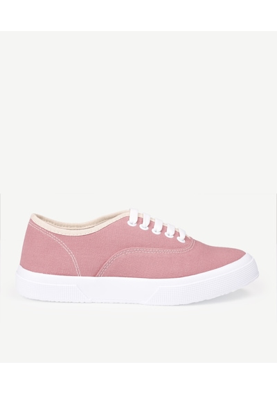Yargıcı Düz Renk Kumaş Sneaker Pembe