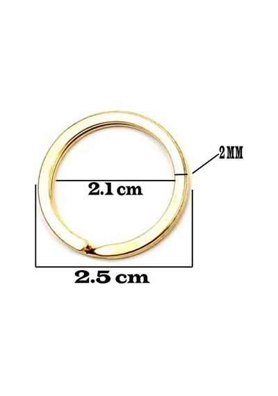 Zincirsiz Boş Yassı Model Anahtarlık Halkası 2.5 Cm 1000 Adet Gold Gold