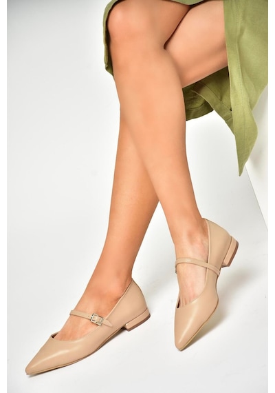 Fox Shoes U725512209 Ten Sivri Burunlu Kadın Babet Ten-suni Deri Ten Rengi