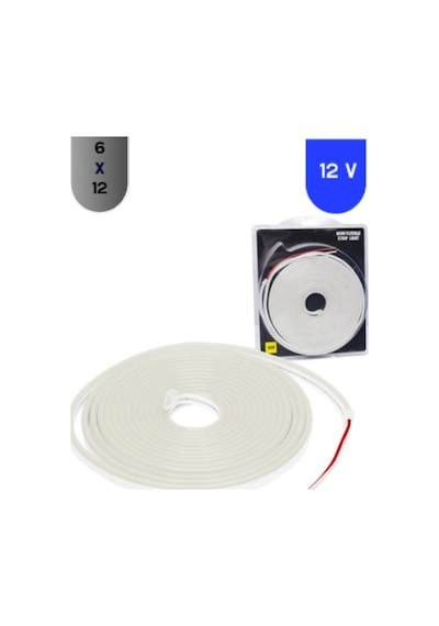 12 Volt 6x12 Mm Esnek Neon Led Naturel Beyaz 5 Metre