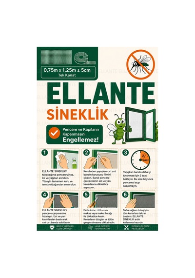 Premium Yapışkanlı Sineklik Seti 75x125 Cm Tek Kanatlı Pencere Kapı Sinekliği Güçlü Yapışma Yıkanabi