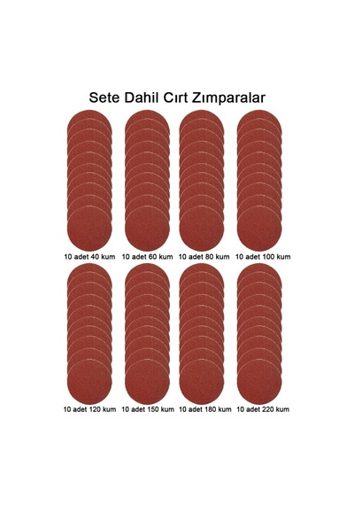 Cırt Zımpara Seti + Matkap Disk Aparatı 115 Mm 82 Parça
