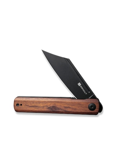 Sencut Bronte Front Flipper Knife Black Blade Cuibourtia Wood Handle Kamp Çakı Kahverengi