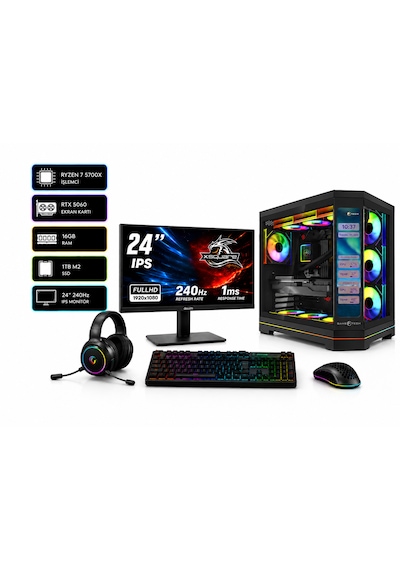 Ramtech Bilgisayar N11F-01 R7-5700X 16 GB 1 TB M2 SSD RTX5060 23.8" Free Dos Masaüstü Oyuncu Bilgisayarı