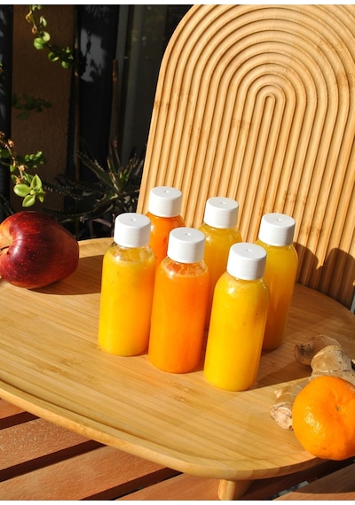 6 Adet Beyaz Sızdırmaz Kapaklı 100 Ml Plastik Ginger Shot Şişe Detoks Şat Şişesi Detox Diğer