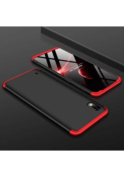 Galaxy A10 Kılıf Zore Ays Kapak Siyah-Kırmızı