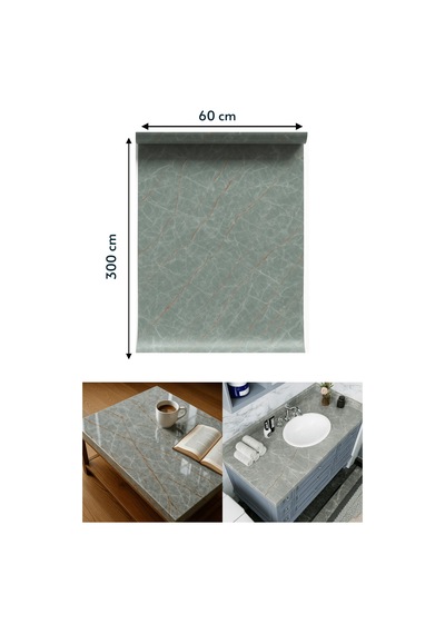Technosmart 60x300cm Kendinden Yapışkanlı Mermer Desen Duvar Kağıdı Kaplama Mutfak Tezgeh Masa Folyo