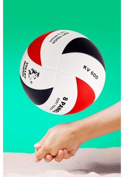 Voleybol Topu Swirl Soft Touch Yapıştırma Yumuşak Yüzey 8 Panel 5 Numara Kırmızı Beyaz Kv600