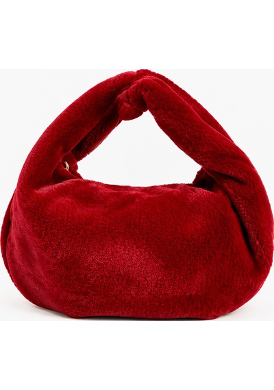 Koton Fermuarlı Peluş El Çantası - Koton X Sibil Çetinkaya Bordo 7wak30089aa