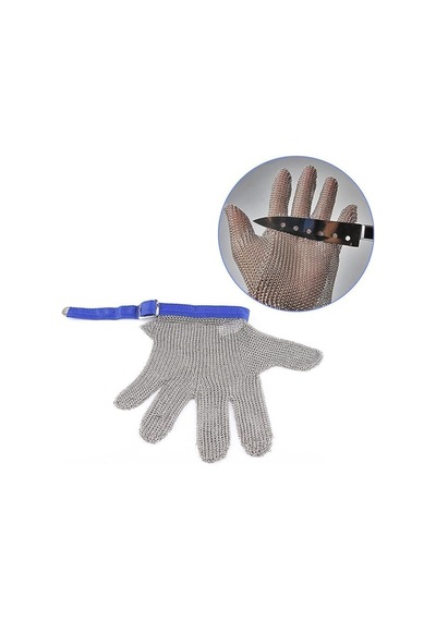 Paslanmaz Çelik Örme Kesilmez Eldiven 24x11 Cm - Seviye 5 Koruma, Kasap, Mutfak, Istiridye Soyma, Ahşap Oyma Ve En Diğer