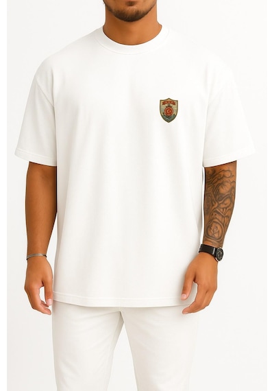 Bahriyeli Collection Oversize Kb4319 Sahil Güvenlik Botu Cep Ve Sırt Baskılı Unisex T-shirt Beyaz
