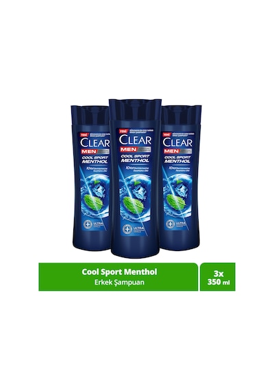 Men Kepeğe Karşı Etkili Şampuan Cool Sport Menthol Ferahlatıcı Mentol Etkisi 350 Ml X 3 Adet