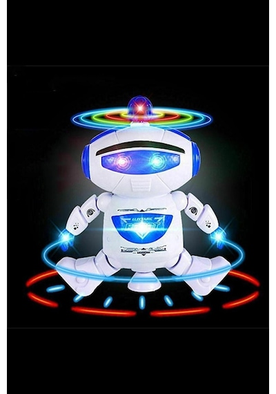 Pilli, Müzikli, Sesli, Işıklı Ve Dans Eden Pevaneli Oyuncak Robot 20 Cm.