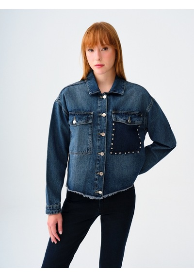 Oversize Fit Kadın Ceket Denim
