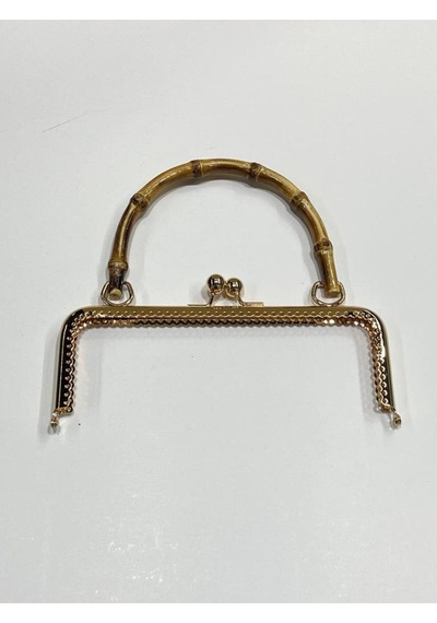 Karantuhafiye Çanta Ve Cüzdan Klipsi Bambu Saplı Kare Model 20 Cm Gold Gold Çok Renkli