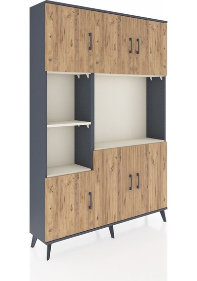 Arges Dolap 9 Raflı 6 Kapaklı 132x30x195 Antrasit-çam/aytaşı Antrasit