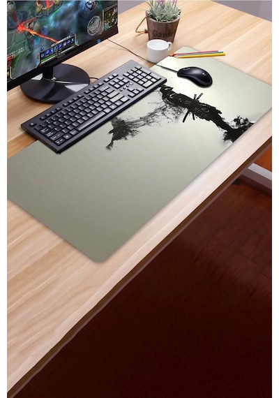 Sonictouch Ultragrand Kuzgun Ve Samuray Dikişsiz Xxl Gaming Oyuncu Masaüstü Siyah Beyaz Klavye Mouse Mousepad