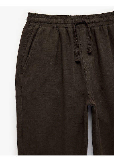 Koton Regular Fit Pamuklu Cepli Beli Bağcıklı Lastikli Pantolon Kahverengi 7wam40050hw Kahve