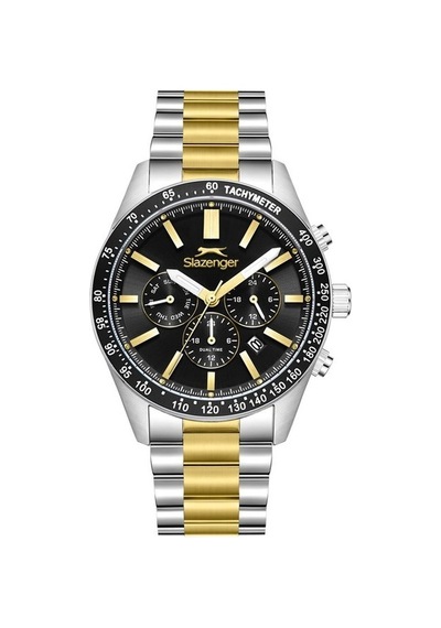 Slazenger Sl.09.2538.2.03 Quartz Çelik Gri-gold Siyah Kadran 42 Mm Erkek Kol Saati Gri