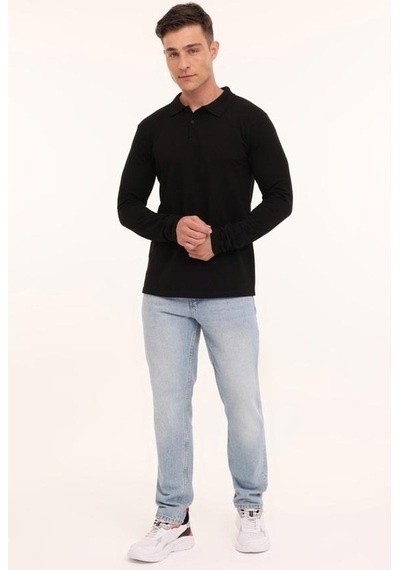 Kinetix Sn329 Uzun Kol Polo 5pr Erkek Sweatshırt Siyah