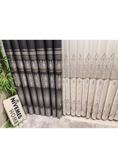 Nivemeshome Ft632255 V-2545 Antakya Antrasit 1/3 Sık Pileli Fon Perde Apm Antrasit
