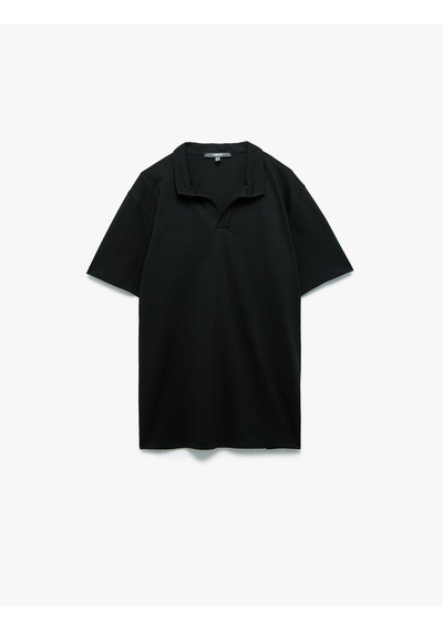 Koton Regular Fit Kısa Kollu Pike Kumaş Pamuklu Polo Yaka Tişört Siyah 6wam10027mk Siyah