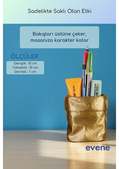 Kalemlik Masa Kalemliği Organizer Kalemlik Altın Renk Model 80 Çok Renkli