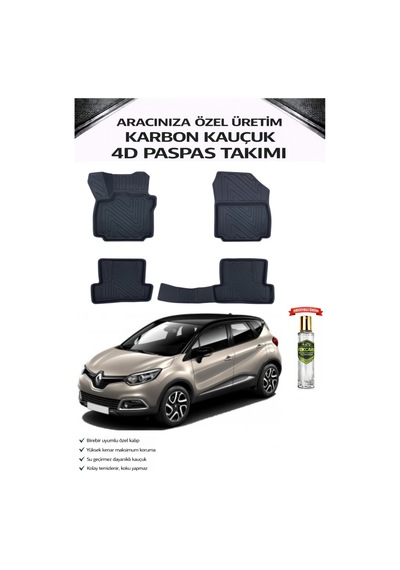 Renault Captur 2017 Model Aracınıza Özel Karbon Kauçuk Paspas Takımı