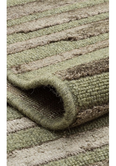 Green Dyed Yüksek Alçak Dokulu Naturel Yün Ve Vıskon Modern Doku