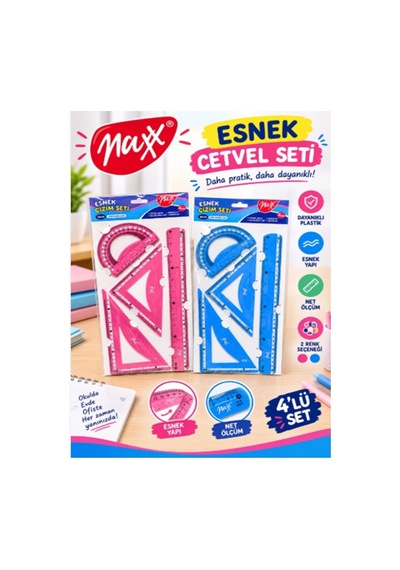 Maxx Esnek Renkli Cetvel Seti 4lü Mx-1304 Karışık - 1 Adet Çok Renkli
