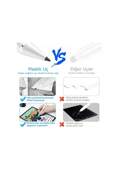 Eli Algılamayan Apple Uyumlu iPad  9. Nesil 10.2 Inç Yazı Çizim Tasarım Tablet Kalemi Dokunmatik
