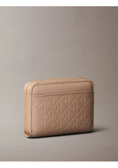 Calvin Klein Emblem Aop Embossed Zıp Around Kadın Bej Cüzdan-12240 Bej