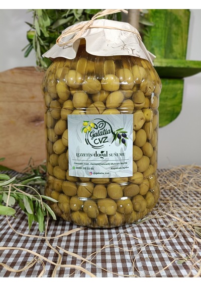 Aydın Yöresi Gemlik Cinsi Sofralık Tatlandırılmış Kırma Yeşil Zeytin 3 Kg