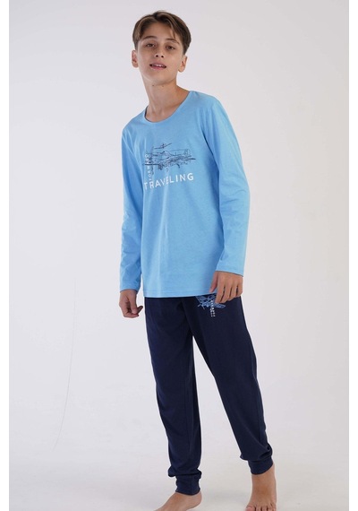 Vienetta Erkek Çocuk Uzun Kol Mavi Pijama Takımı 3c0t6n0o23 001