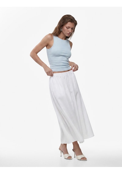 Koton Beli Lastikli Loose Fit Kloş Etek Kırık Beyaz 6sak70241pw Ekru