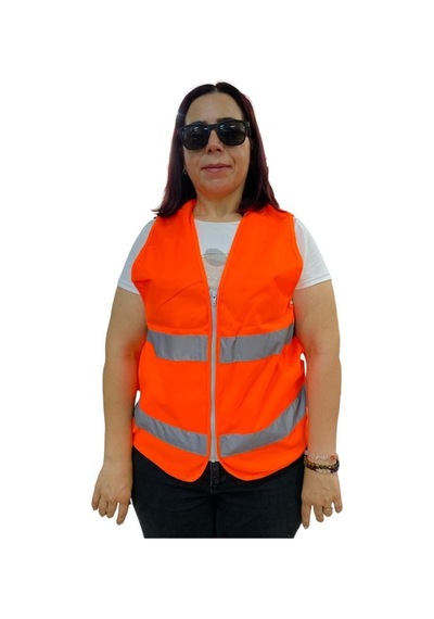 Fermuarlı Turuncu İkaz Yeleği Xl Beden 59 Cm 1