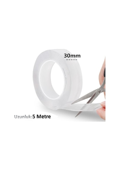Çift Taraflı Silikonlu Şeffaf Montaj Bandı 3 Cm X 5 Metre (500102852)