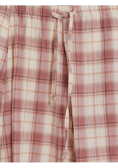Lcw Modest Pembe Beli Lastikli Ekose Asimetrik Etek