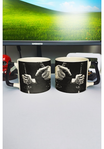 Vagabond Anime Baskılı Seramik Lüks Kupa 1 Adet Özel Siyah Kulp Dalga Kulp V3d Çok Renkli